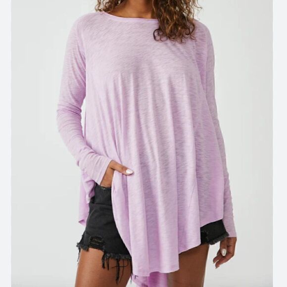 We The Free Aria Trapeze Long Sleeve Top XS Spring Fling Lavender Purple NEW - Picture 1 of 9